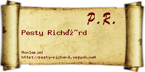Pesty Richárd névjegykártya