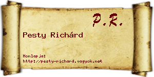 Pesty Richárd névjegykártya